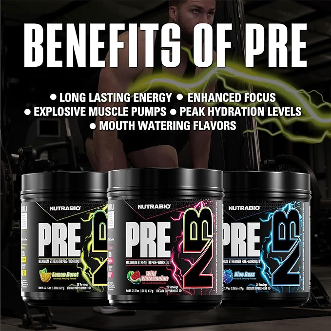 NutraBio Preworkout Powder, Lemon Burst| Explosive Energy, Laser Focus, Extreme Pumps| Pre Workout for Men & Women| Performance, Endurance, Power Complex, Caffeine, Electrolytes