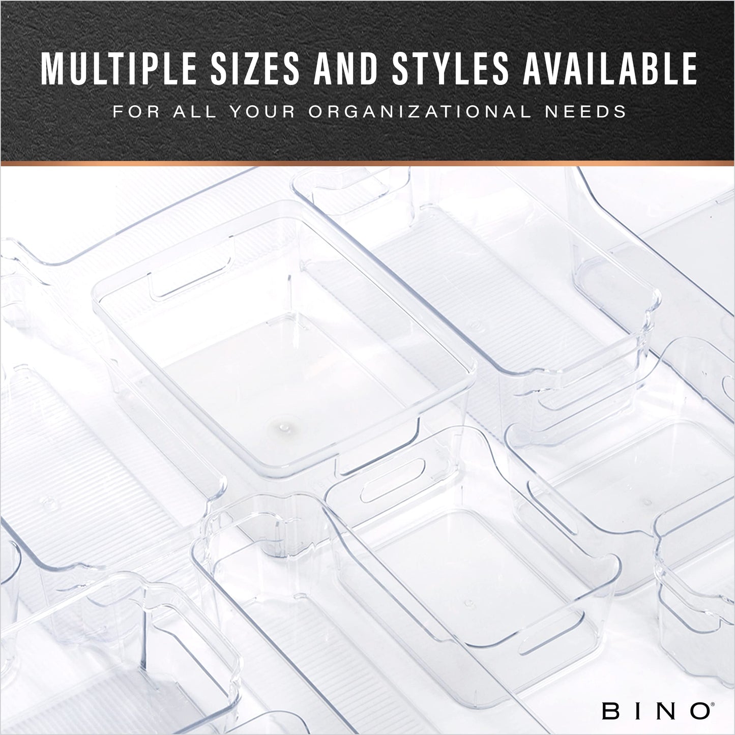 BINO | Plastic Storage Bins, Medium - 2 Pack | THE LUCID COLLECTION | Multi-Use Built-In Handles | BPA-Free | Clear Storage Containers | Fridge Organizer | Pantry & Home Organization