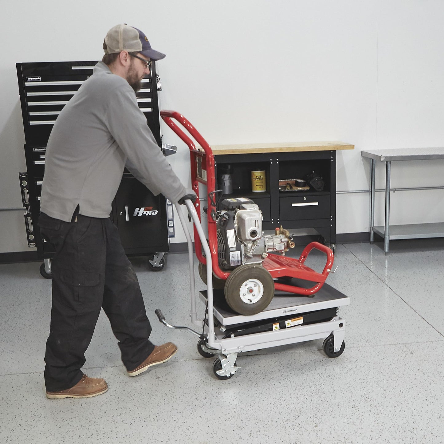 Strongway 2-Speed Hydraulic Rapid XT Lift Table Cart - 500-Lb. Capacity, 50 3/4in. Lift Height