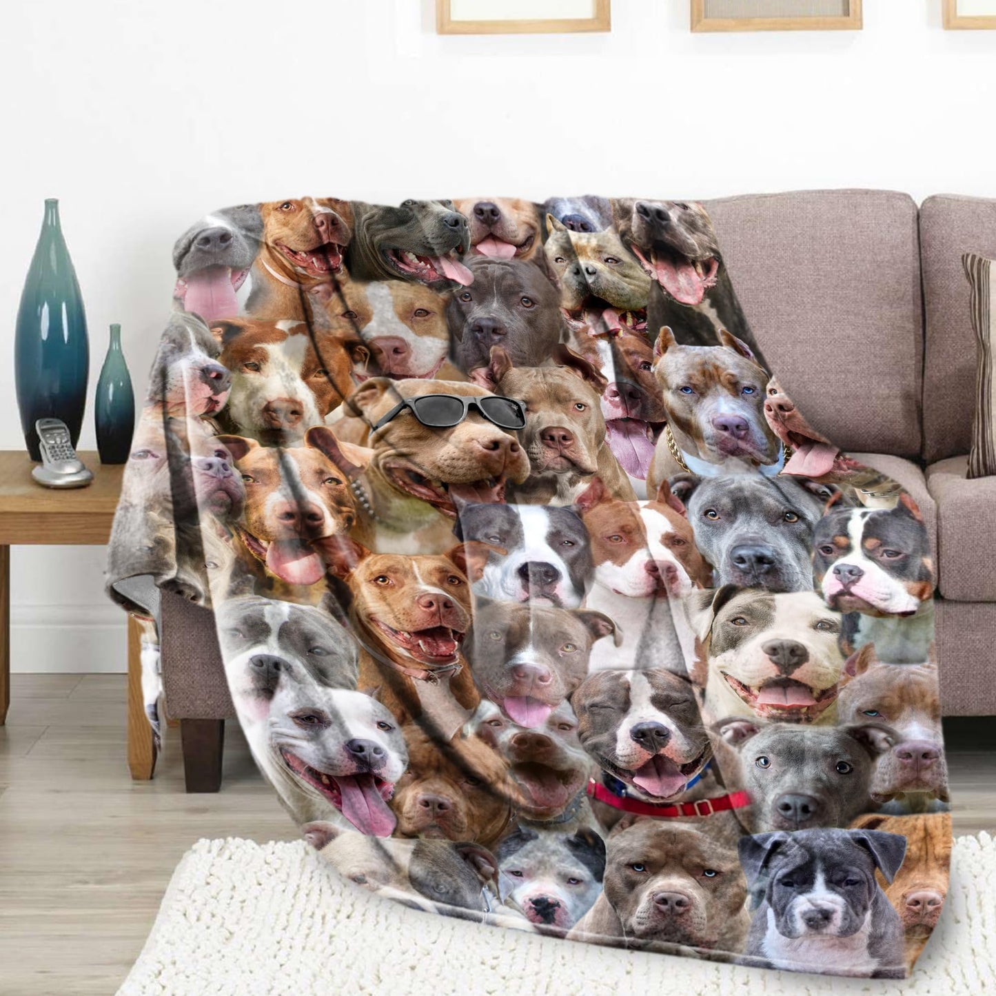Pitbull Blanket,Pitbull Gifts for Dog Lovers,Pitbull Flannel Blanket Throws for Dog Mom Dad,Soft Warm Blankets for Sofa Bed Home Decor,Gifts for Kid Teens Girls Boys Halloween Christmas,50" x 60"