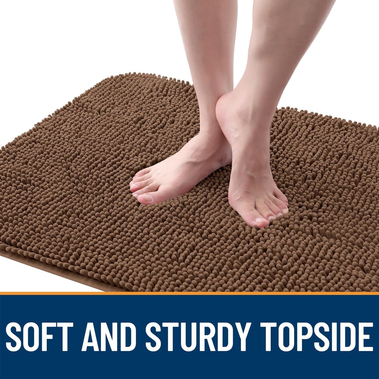 OLANLY Dog Door Mat - Absorbent Non-Slip Washable Chenille Mat for Muddy Paws | 35x24 Mocha