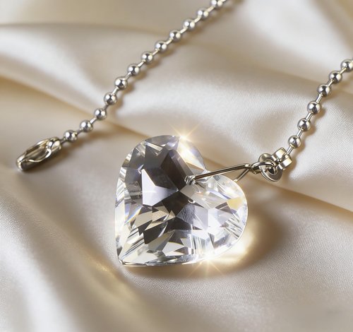 Hyamass Ceiling Fan Pull Chain Extender - 2 Pack 12 Inches Decorative Crystal Heart Prism Pendants with Ball Chain Connectors for Fan Light Chains (Replacement Pull Chains) (Clear)