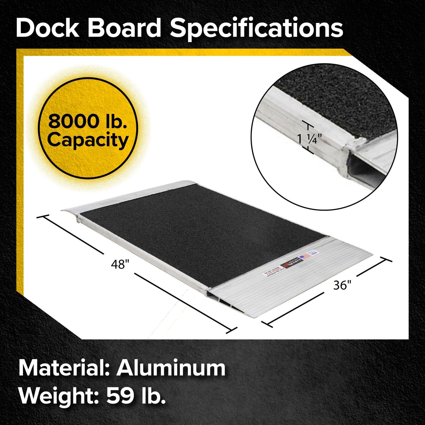 48" x 36" Shipping Container Ramp for 4.5" to 8" Lip, 8,000 lb Capacity, HD Ramps