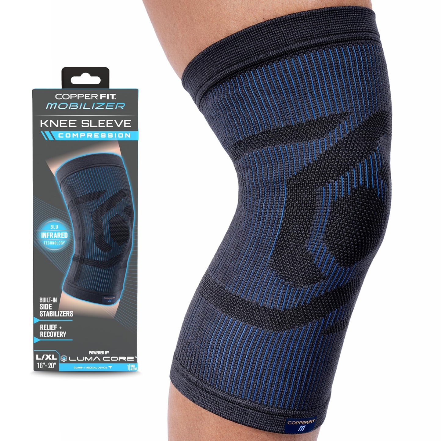 Copper Fit Mobilizer Knee Sleeve – ProSeries with Removable Side Stabilizers Knee Support for Advanced Recovery – Mobility, Knee Pain, Swelling, Inflammation, Circulation, Arthritis, Tendonitis (2XL)
