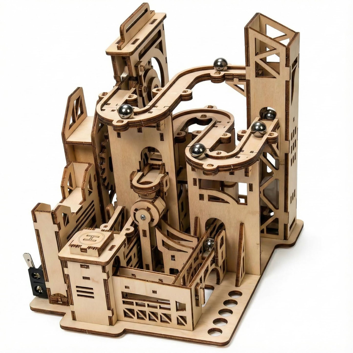 3D Wooden Puzzle for Adults, Marble Run - Advanced Roller Coaster Model Building Set, DIY Wooden Marble Run Track and 3D Jigsaw Puzzle for Adults and Teenagers, challenging Birthday Gift