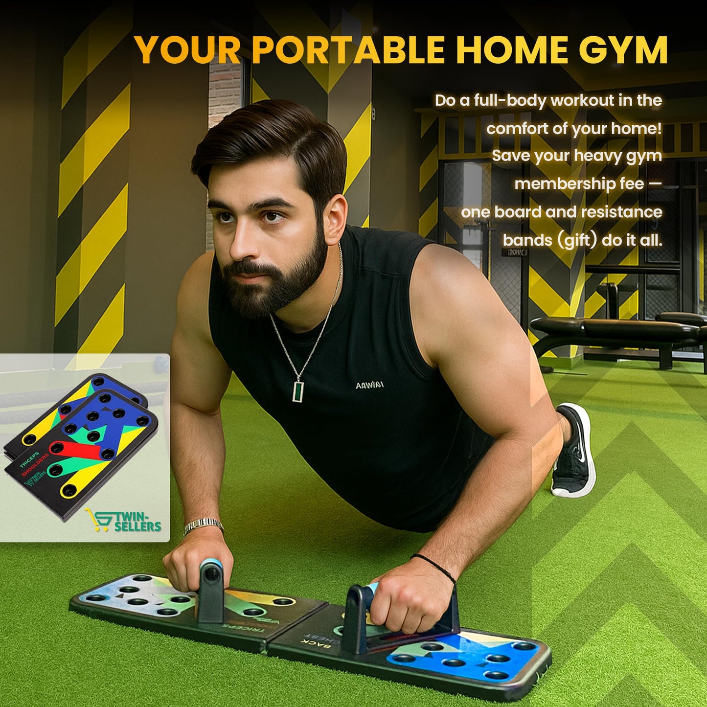Push Up Board for Men – 20 in 1 Detachable Fitness Board with 5 Resistance Bands, Adjustable Pushup Handles, Perfect Push Up Bars for Home Gym Workout Equipment Training