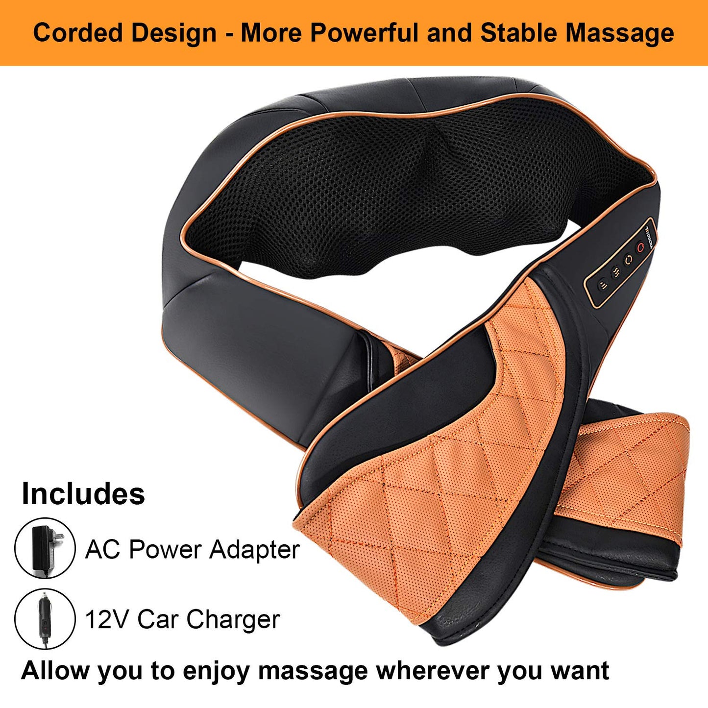 TRIDUCNA Shiatsu Neck Shoulder Back Massager with Heat and Carry Bag - Electric Massage Pillow with Deep Tissue Kneading for Lower Back, Calf, Leg Massage - Use at Home, Office, and Car