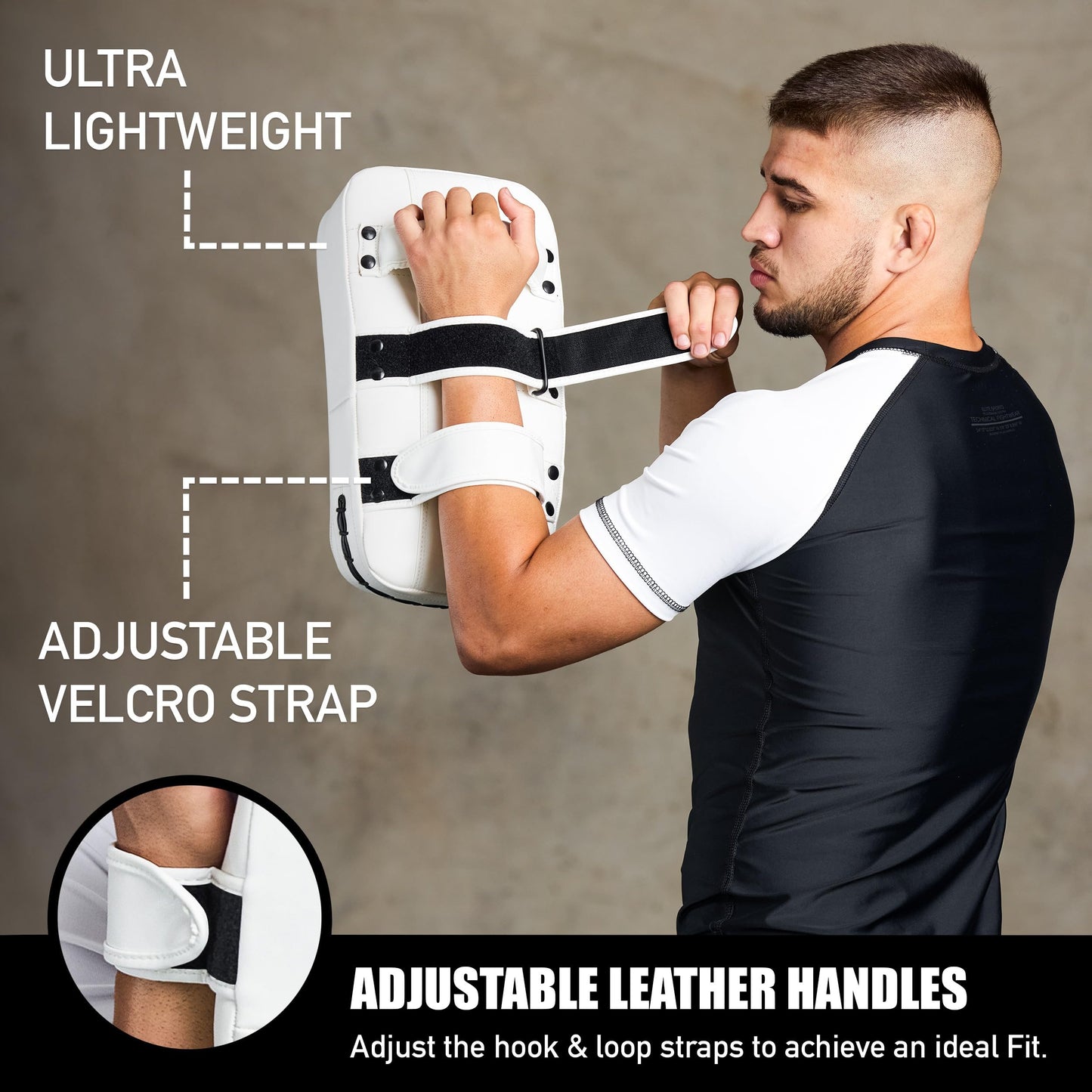 Elite Sports Muay Thai Kickboxing Training Pad for Kickboxing,MMA,Taekwondo,Karate. Ideal for Punches,Knees, and Kicks in Martial Arts Training (Solid White)
