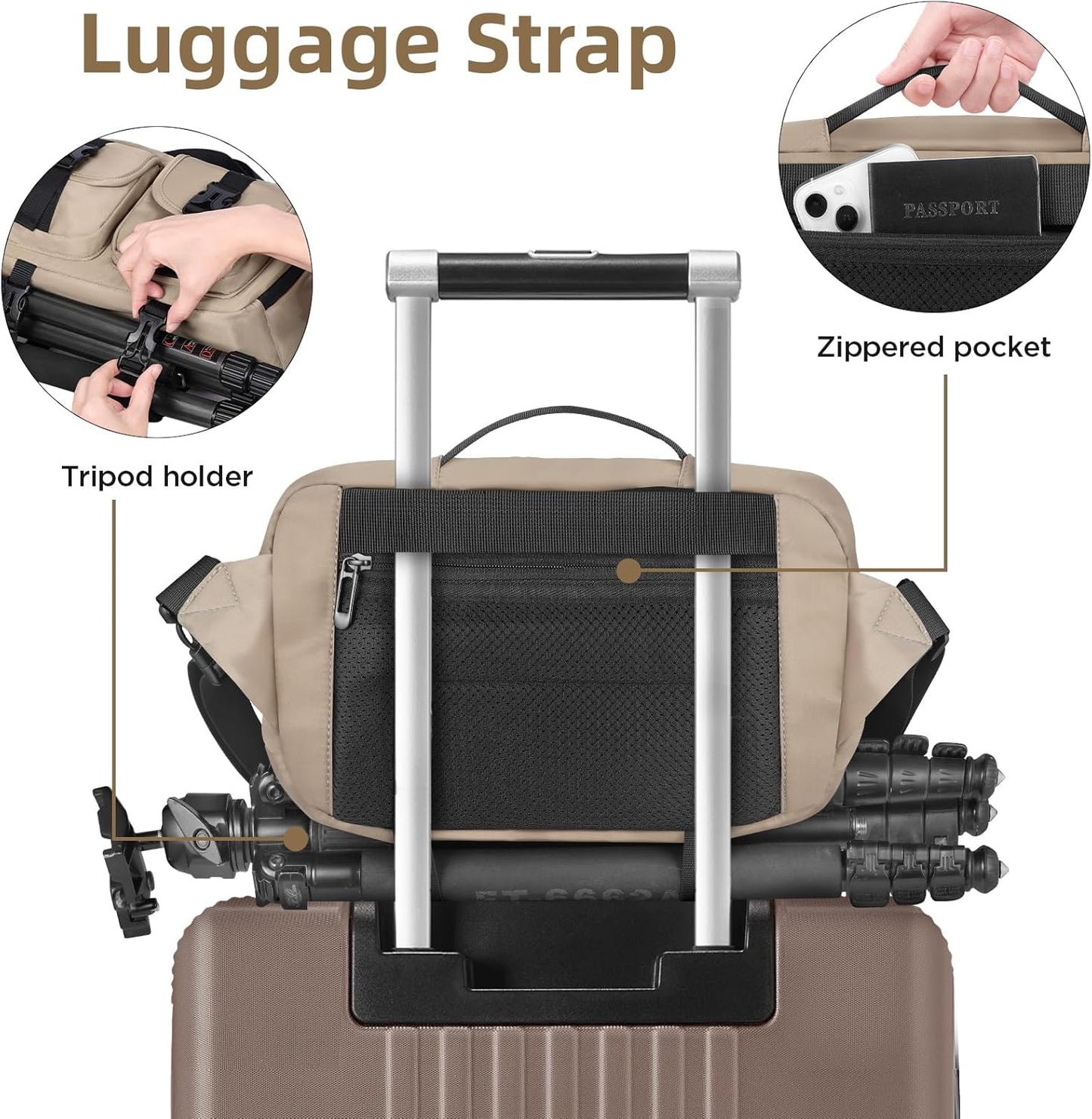 TAAOKA Camera Sling Bag,DSLR Camera Bag with Tripod Holder,Waterproof Camera Shoulder Crossbody Bag