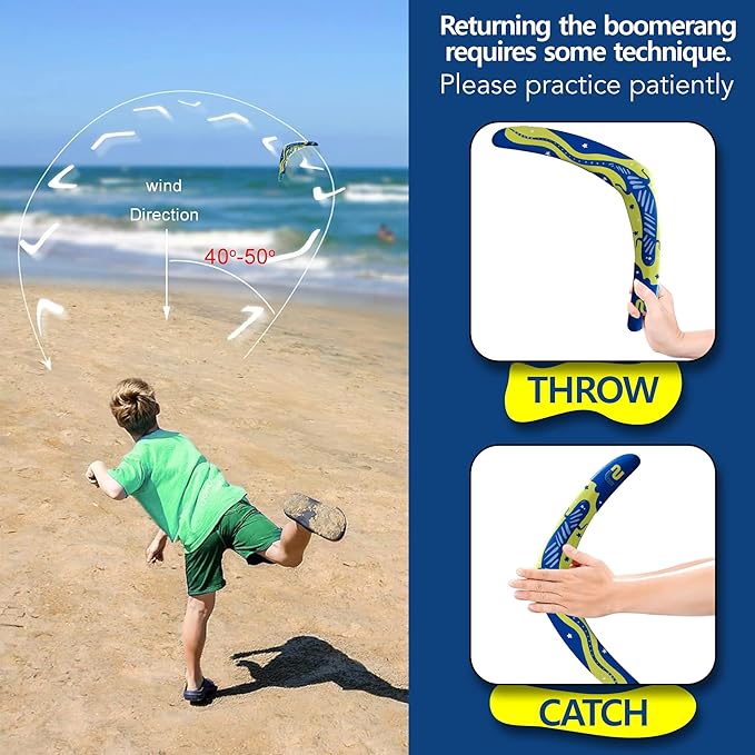 Beach Boomerang Toy For All Ages - Outside Beach Games Adults & Outdoor Toys For Kids - Fun Outdoor Backyard Toys For Boys - Soft Foam Pool Game & Birthday Gift Ideas For Boys & Girls 2025