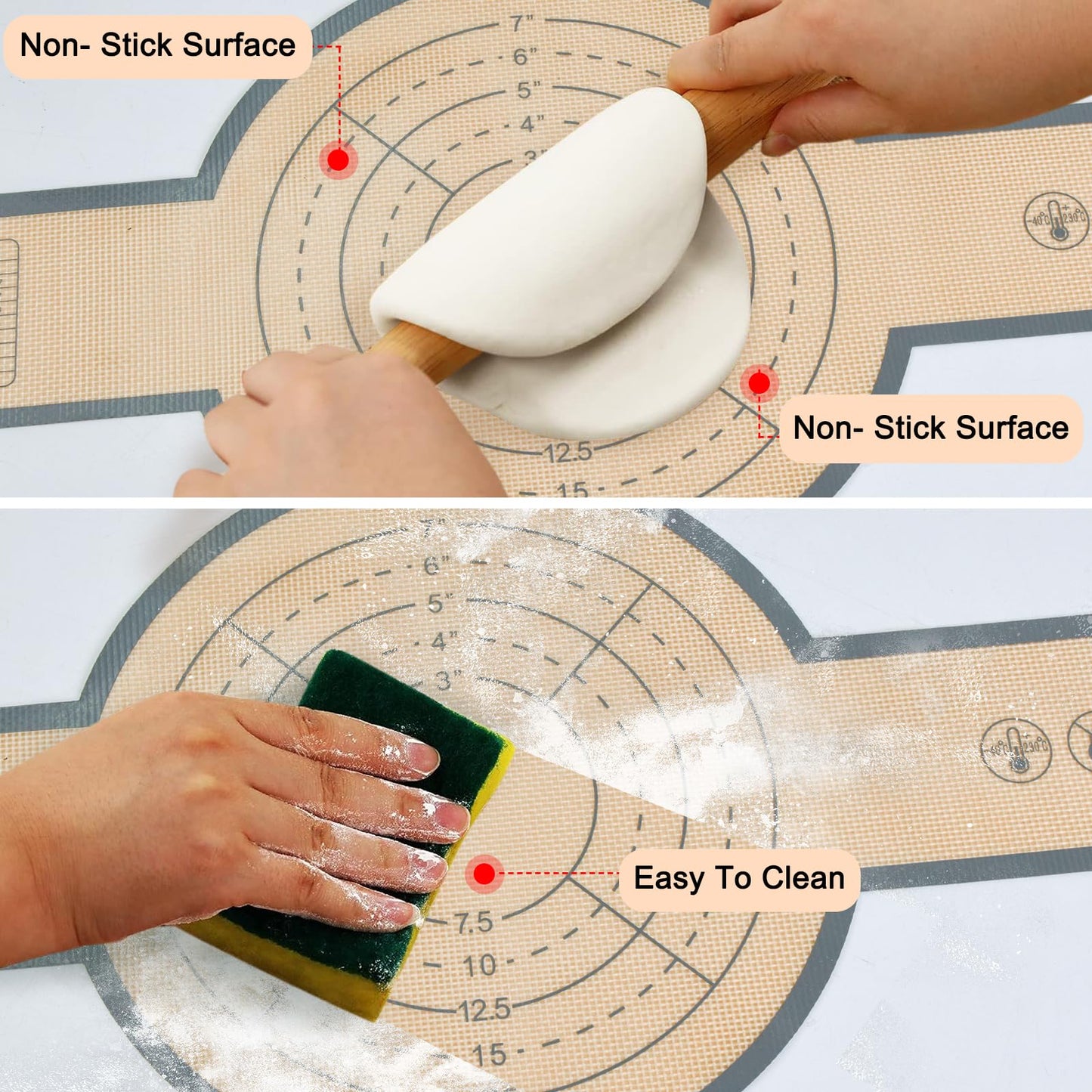WNATN 2pcs Silicone Bread Sling for Dutch Oven, Non-Stick & Easy Clean Reusable Silicone Bread Baking Mat with Long Handles, Easy to Transfer Sourdough Bread(Grey), medium, Gray