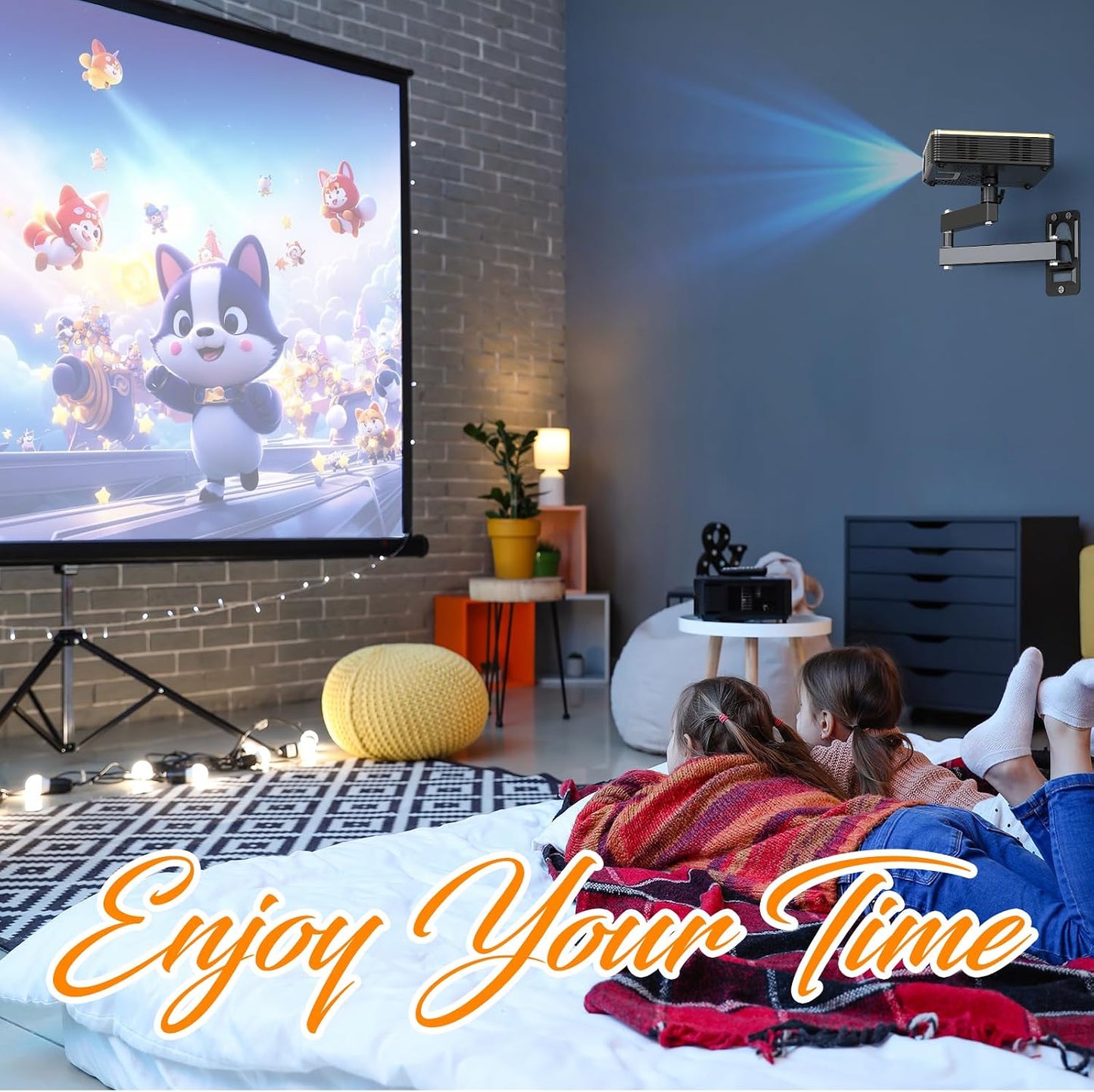 DAWASAPAT 1/4" Universal Porjector Mount Foldable Wall Mount Screw, Adjustable Tilt&Swivel Hanging Bracket Holder Wall