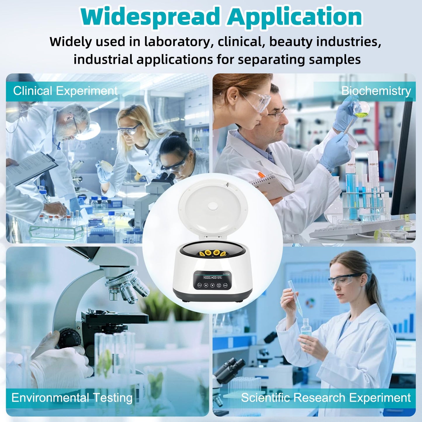 Lab PRP Benchtop Centrifuge Machine, Digital Desktop Lab Centrifuge 8x2ml/5ml/10ml/4x15ml Capacity Test Tubes, Timer 30sec-60min, Digital Speed 500-4000RPM, Max1717xg RCF for Various Lab Applications