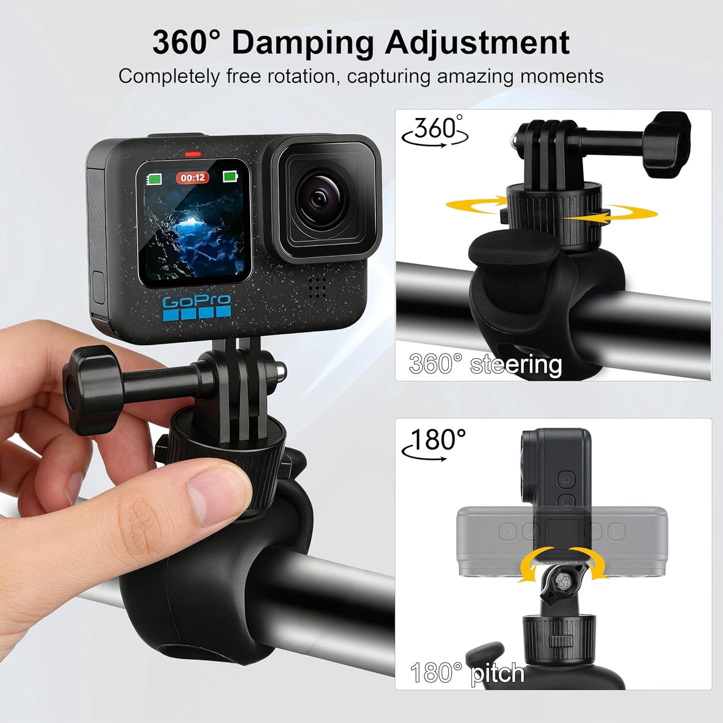 MINIFOCUS 360 GoPro/Insta360/DJI/Xtra Quick Release Flexible Camera Mount Wrap Band, Flexi Strap Mount, Bike Motorcycle