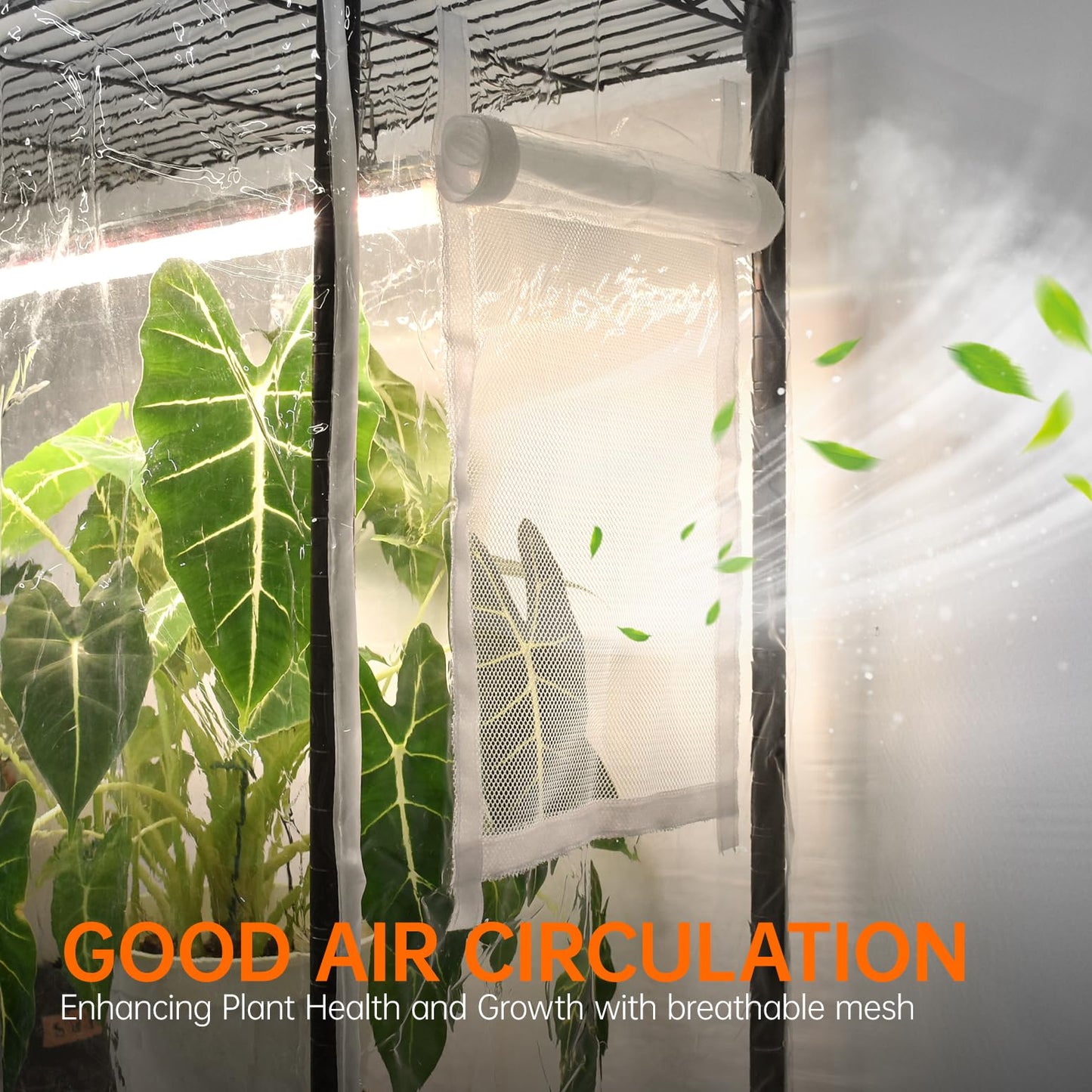 Bstrip Indoor Greenhouse with Grow Light, 5 Tier 23.5"x13.8"x59" Mini Greenhouse with 4 Pack 24W Full Spectrum Plant Lights & Timer, Plant Shelf with Cover for Indoor Plant, Seed Starting, Seed Tray