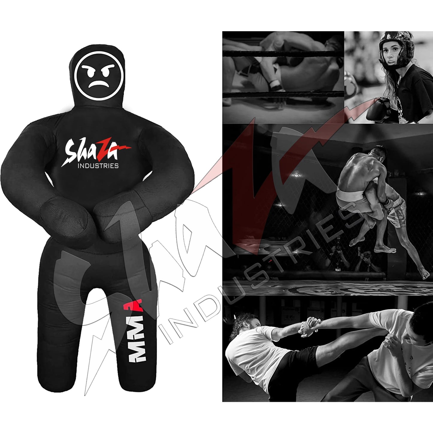 Shaza Grappling Dummy for Fitness & Training, Pose, Strike & Throw Wrestling Dummy for 100cm. Punching Dummy for MMA, Jiu-Jitsu, Judo, Karate & Wrestling Practice & Sparring (Black)
