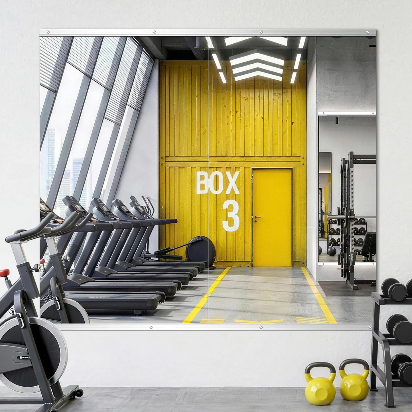 LAWADA Home Gym Mirror for Wall, 48"x28"-2 PCS Full Length Workout Mirrors, Tempered Glass, HD Reflection, Large Frameless Body Mirror for Home Gym, Garage, Yoga, Dance, Bedroom(Silver)