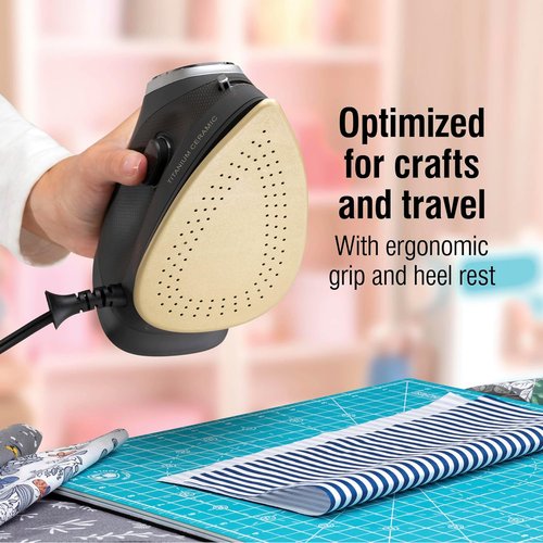 CHI Mini Steam Iron - Portable Travel Iron with Titanium Infused Ceramic Soleplate - 1000 Watts, 10' Cord, Black