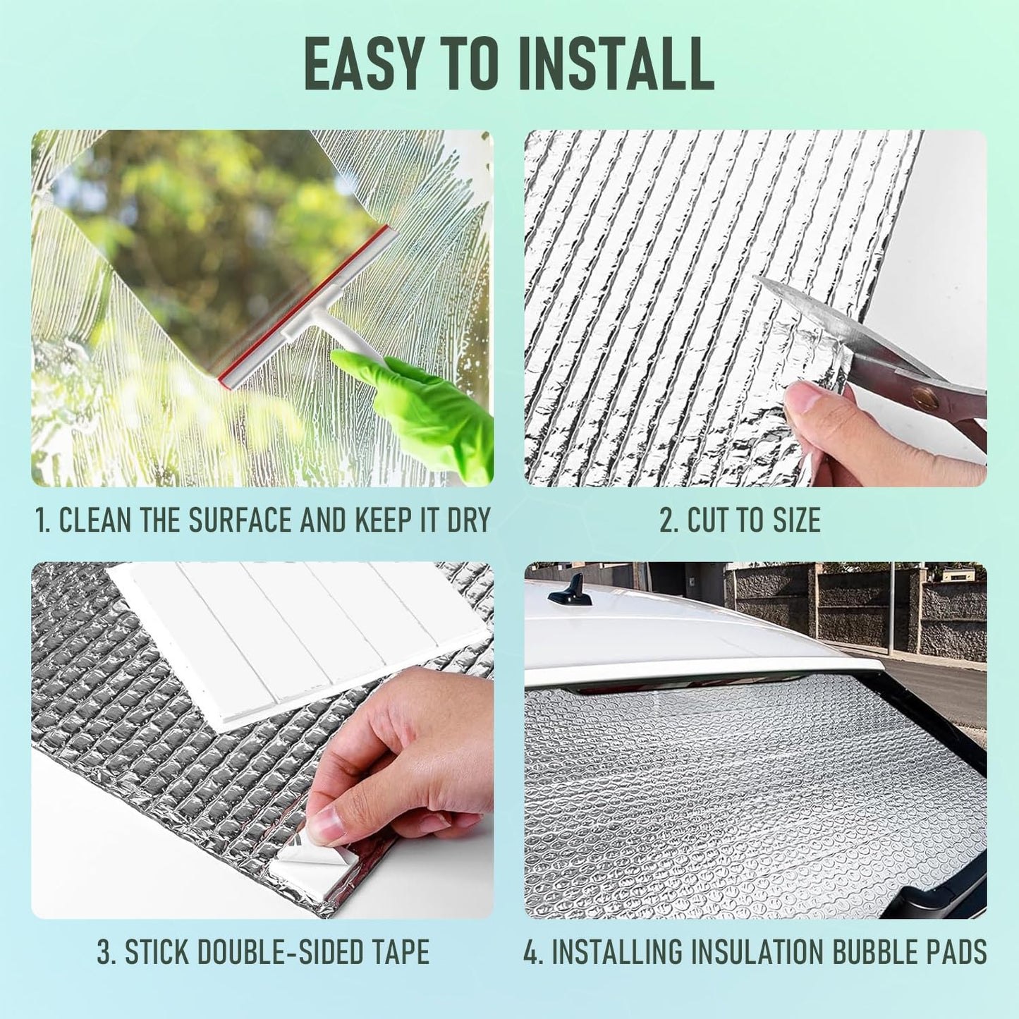 16pcs 24"x 47" Garage Door Insulation Kit for 2 Car, 6mm Thick Double Bubble Panels Reflective Aluminum Foil Summer&Winter Barrier Sheets for Garage Greenhouse Attics Walls