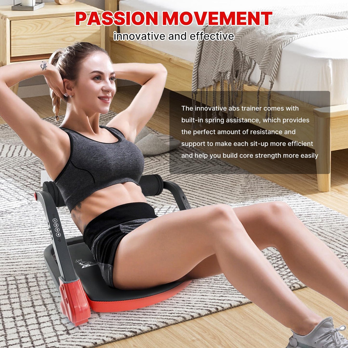 Ab Workout Equipment,Ab machine with Resistance Bands for Stomach Workout,Ab Crunch Machine Sit Up Machine with 4 Adjustable Resistance for Home Exercise,330 LBS Weight Capacity