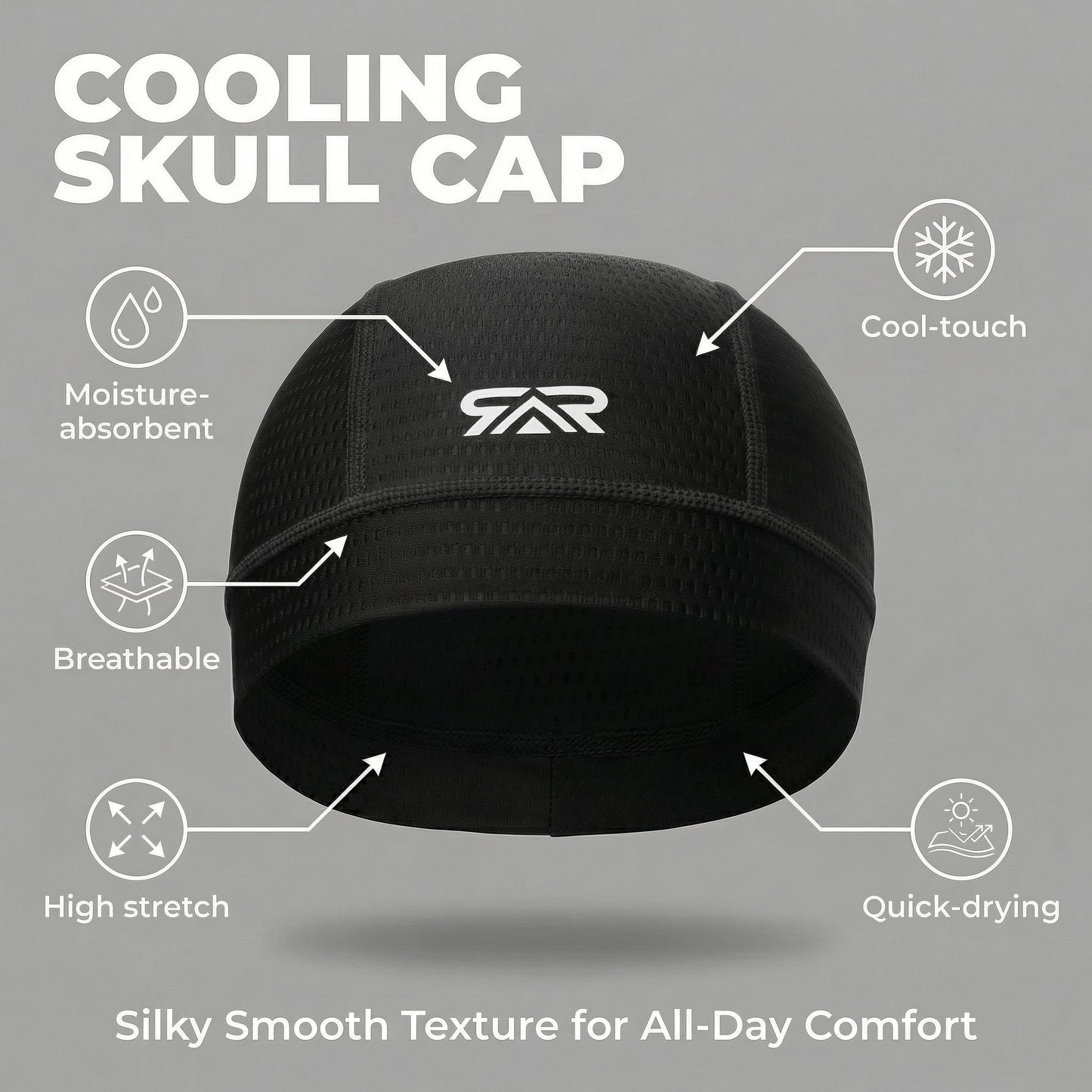 AUSFLUG 2-Pack Cooling Skull Cap for Men Women - Breathable Mesh Quick Dry Helmet Liner for Cycling Motorcycle Running Sports