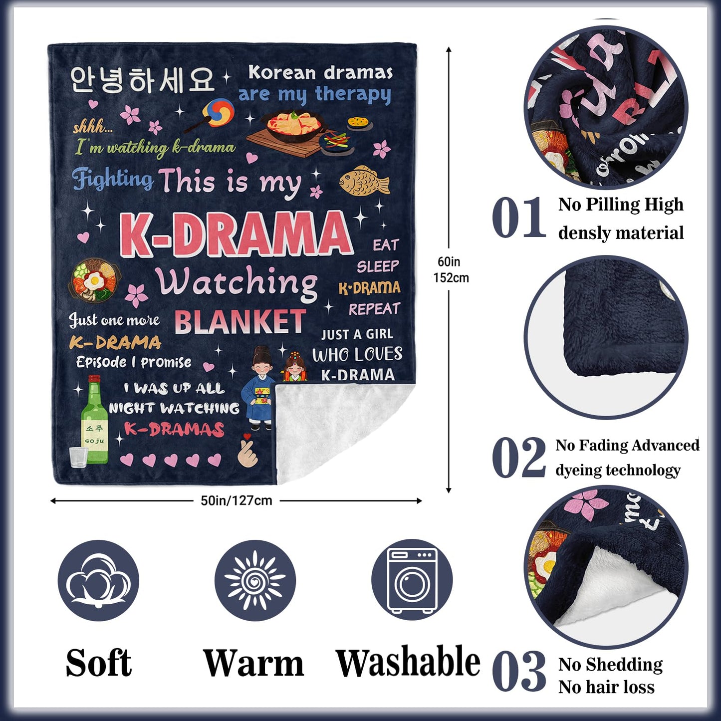 Ryubein Korean Drama Gifts, K-Drama, Kdrama Merch, Korean Drama Gifts for Women Teen Girls, K Drama Gifts for Women Men, Korean Gifts, K Pop Gifts, Birthday Christmas Kdrama Blanket 50"X60"
