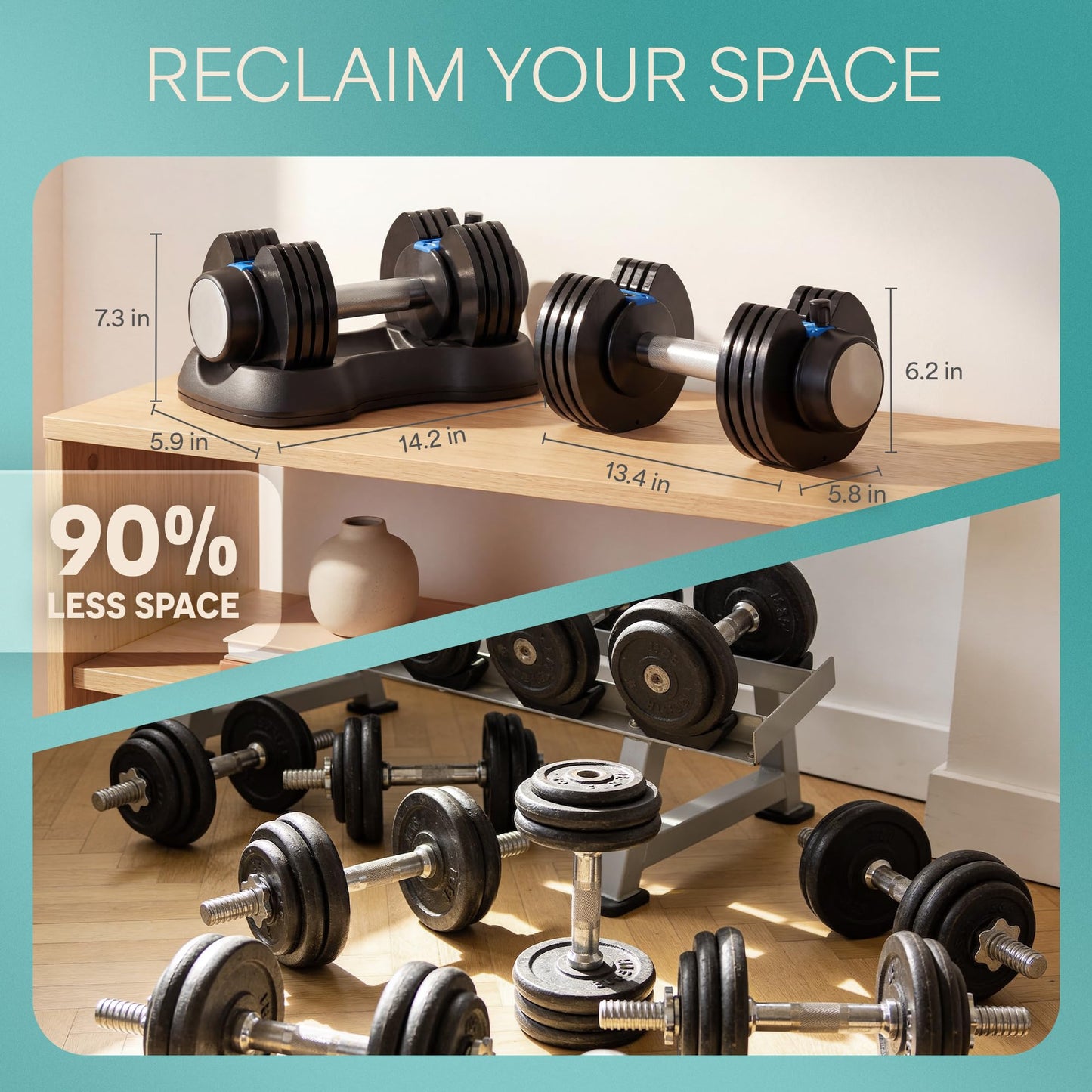 LifePro Powerflow Plus Adjustable Dumbbell Set of 2 with Rack – 5 to 25 lb Pair, Quick-Adjust Dial, Anti-Slip Grip, Space-Saving Hand Weights for Men & Women for Home Gym Strength Training