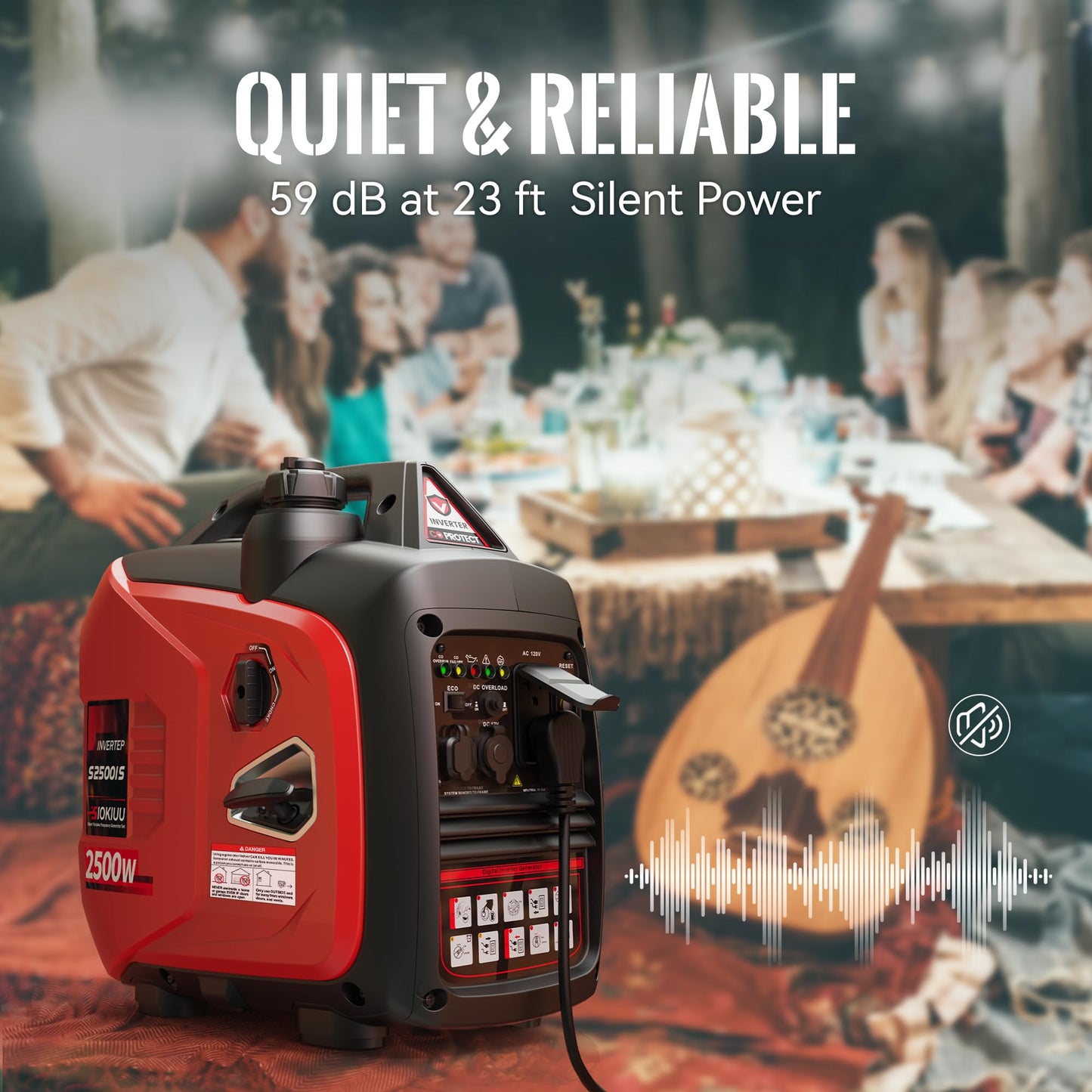 SIOKIUU 2500W Portable Generator Super Quiet Inverter Generator Ultra Lightweight for Home Backup Outdoor Camping, CO Sensor Protect, EPA, ECO Mode