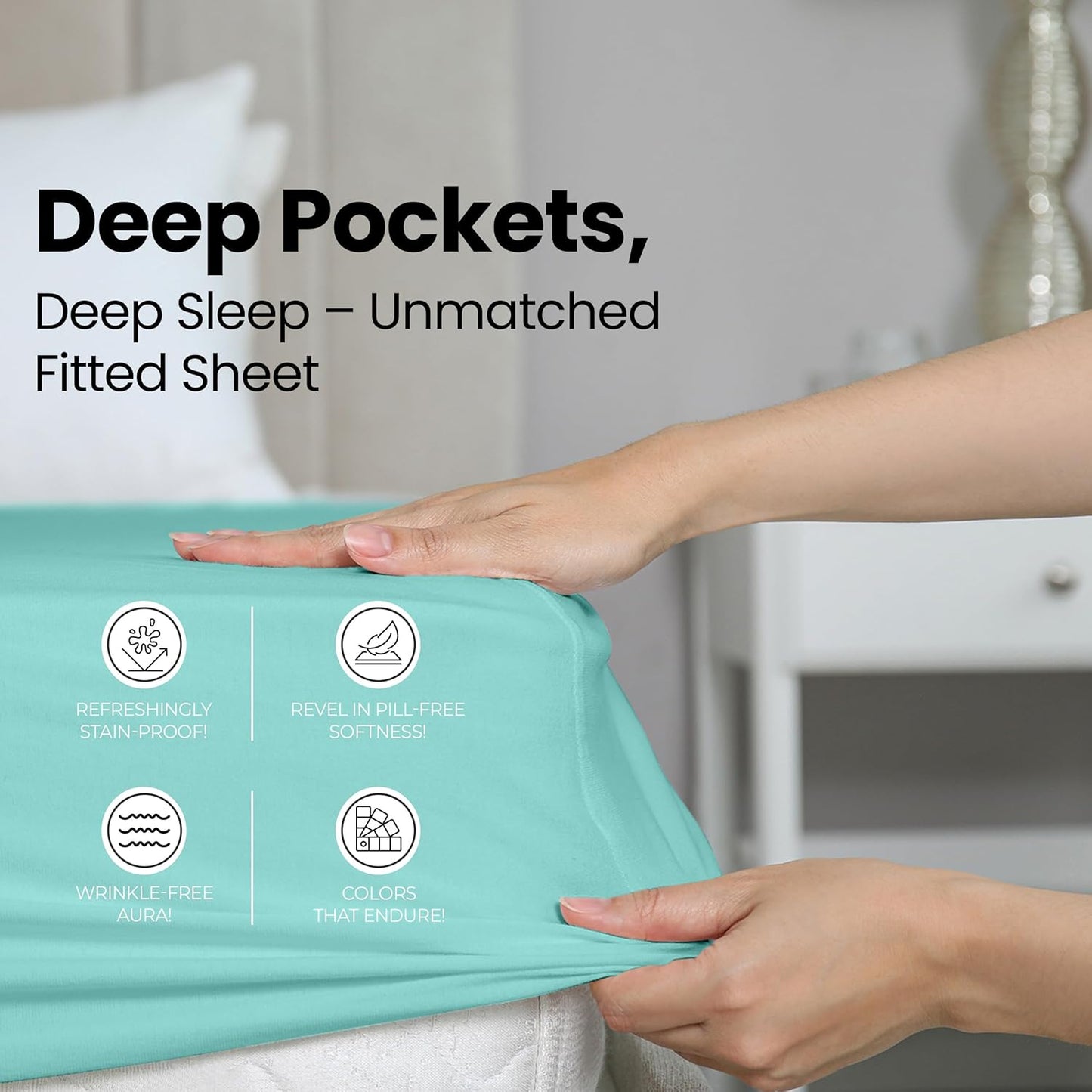 Utopia Bedding King Fitted Sheet - Soft Microfiber - Deep Pocket - Spa Blue - Fade Resistant & Easy Care