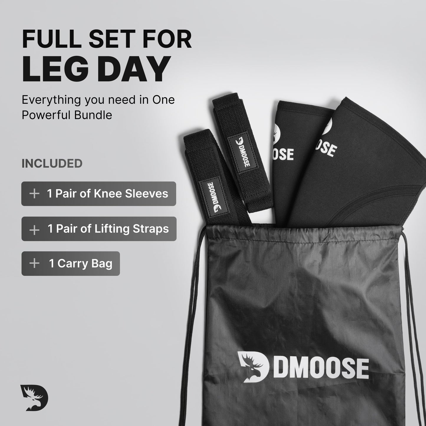 DMoose Fitness Knee Sleeves for Weightlifting (Pair) 78” Knee Wraps for Joint Support, Squats & Powerlifting - Gym Brace Straps for Joint Stability & Pain Relief, USPA & IPL Approved for Men and Women