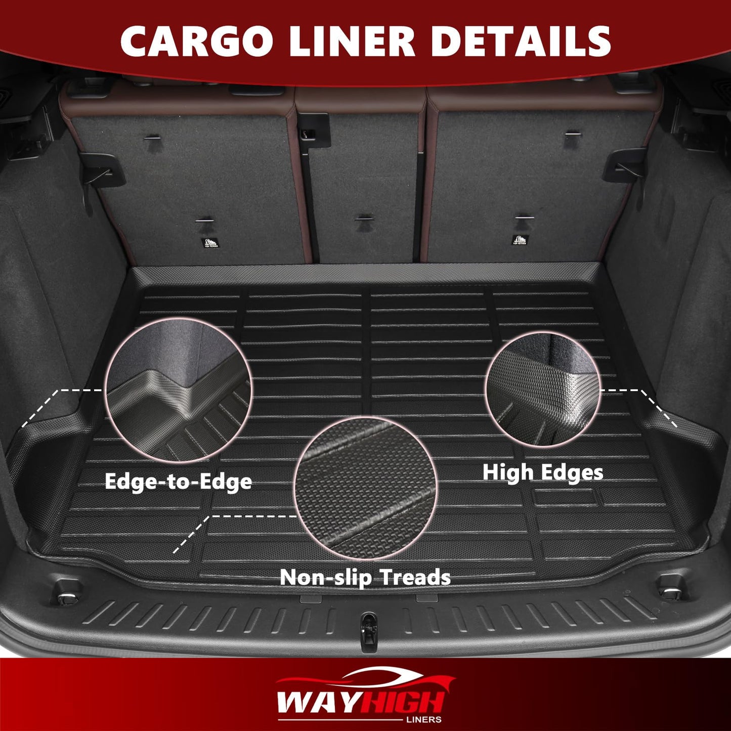 Wayhigh® Floor Mats & Cargo Liner for Toyota RAV4 Hybrid 2019-2024 2025(Only Hybrid) All Weather TPE Car Mats Waterproof Heavy Duty Floor Liners Custom Fit for RAV4 Accessories- Black