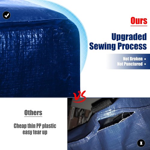 Cosy Family Extra Large Moving Bags - 8 Pack with Strong Handles & Zippers | Space-Saving Storage Totes (40 Gal, Blue)
