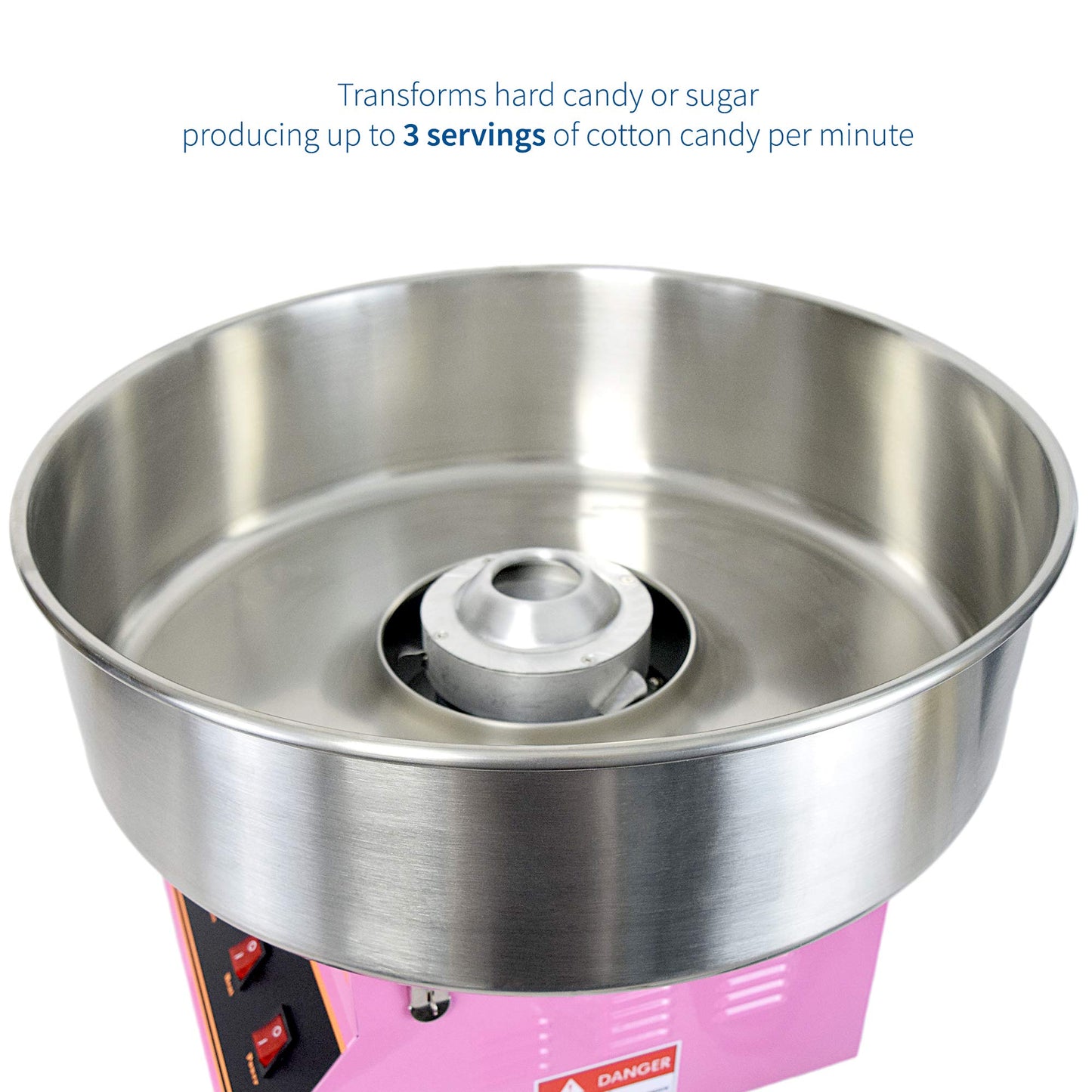 VIVO Pink 1030W Electric Cotton Candy Maker, Commercial Candy Floss Machine with 20 inch Stainless Steel Bowl, Includes Bubble Shield Cover and Sugar Scoop, Easy Home Use, CANDY-KIT-1