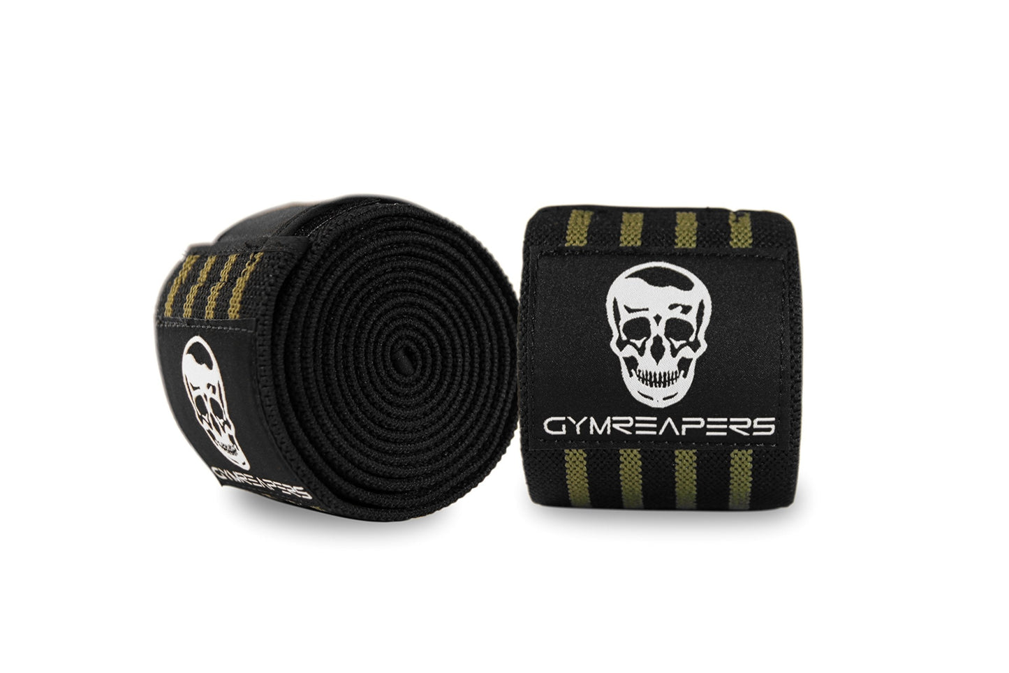 Gymreapers Knee Wraps (Pair) with Strap for Squats, Weightlifting, Powerlifting, Leg Press, and Cross Training - Flexible 72" Knee Wraps for Squatting - for Men & Women (Military Green)