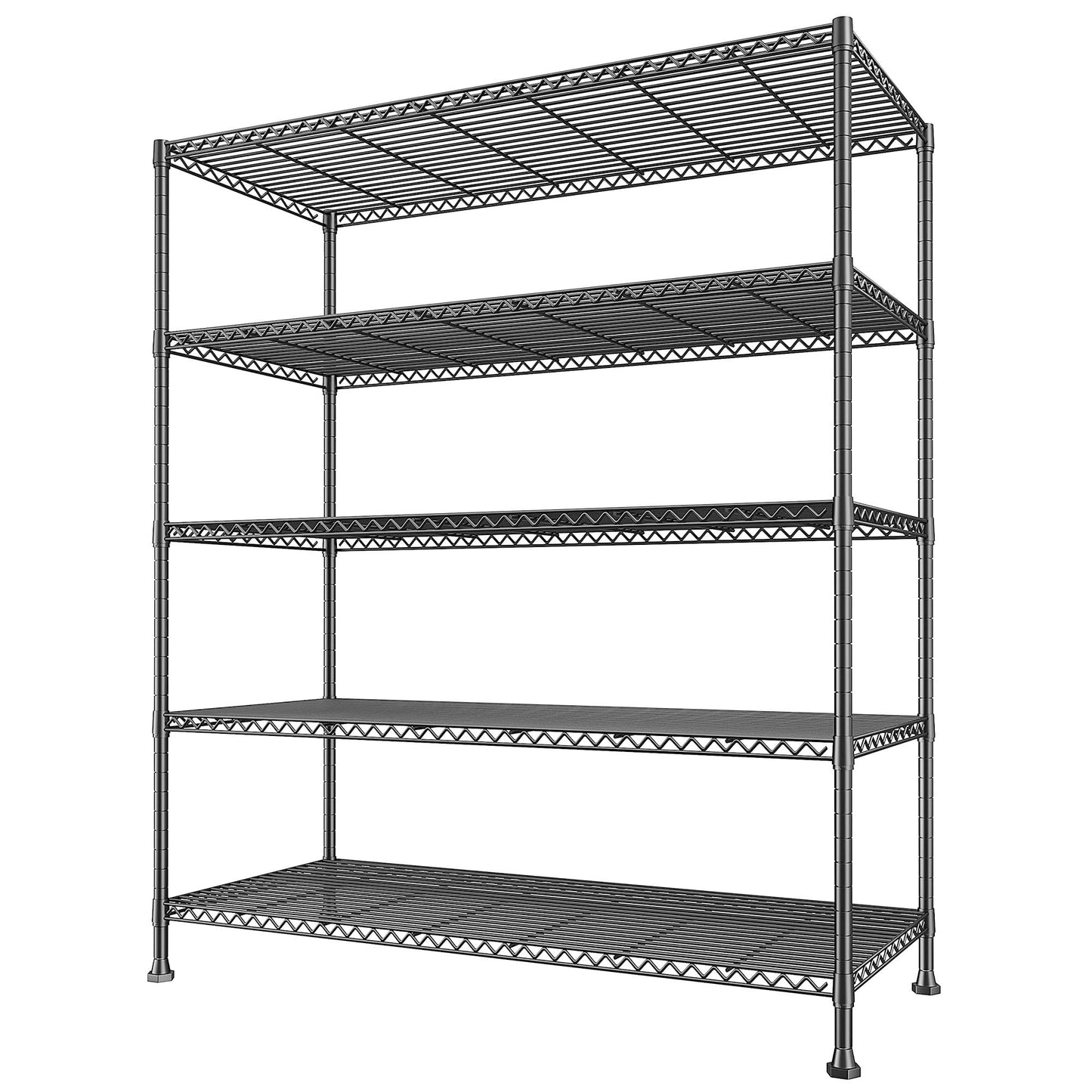 REIBII 45.5''W Storage Shelves Wire Shelving, 5 Tier Pantry Shelves for Storage Rack, Adjustable Metal Shelving for Pantry Kitchen Steel Shelving, 45.5" W x 71" H x 17.7" D