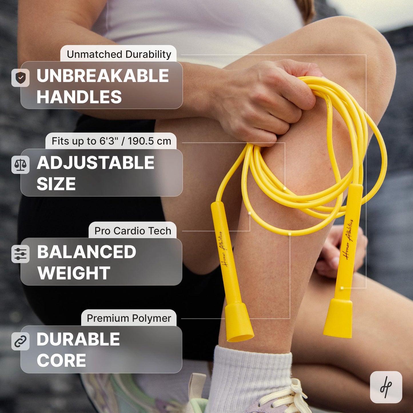 HONOR ATHLETICS Speed Rope, Skipping Rope - Best for Double Under, Boxing, MMA, Cardio Fitness Training Condition - Jump Rope (Yellow, 10 ft rope – (Fits users up to 6'3"))