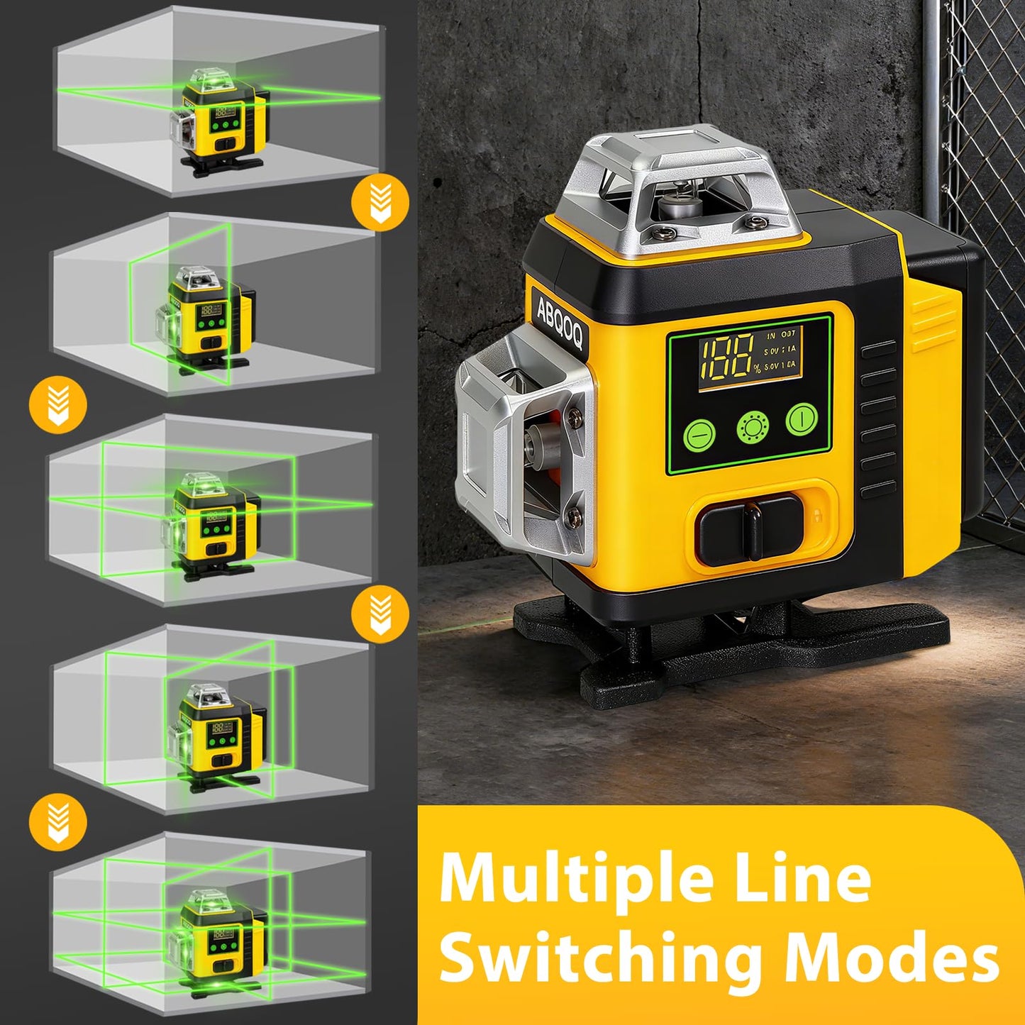 Laser Level - Laser Level 360 Self Leveling with Tripod, 4 x 360 Lazer Leveler Tool Green Line Laser for Ground Leveling, 16 Line Laser Level for Picture Hanging, Measuring, Construction