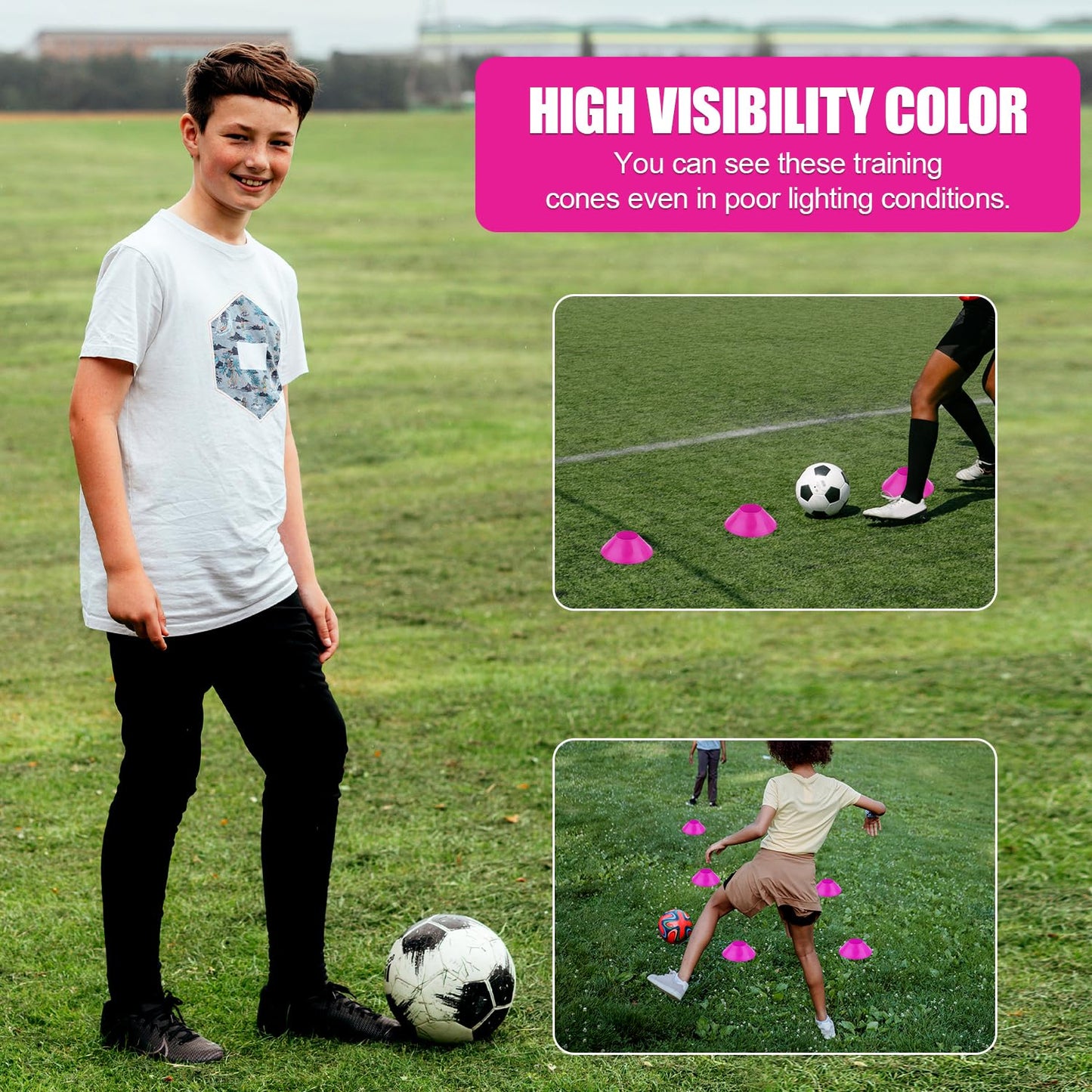 15pcs Soccer Cones for Sports Training, Mini Football Cones Flexible Agility Sports Cones Small Practice Cones for Football Basketball Running Drills Sports Games Field Cone Markers Kids (Rose Red)
