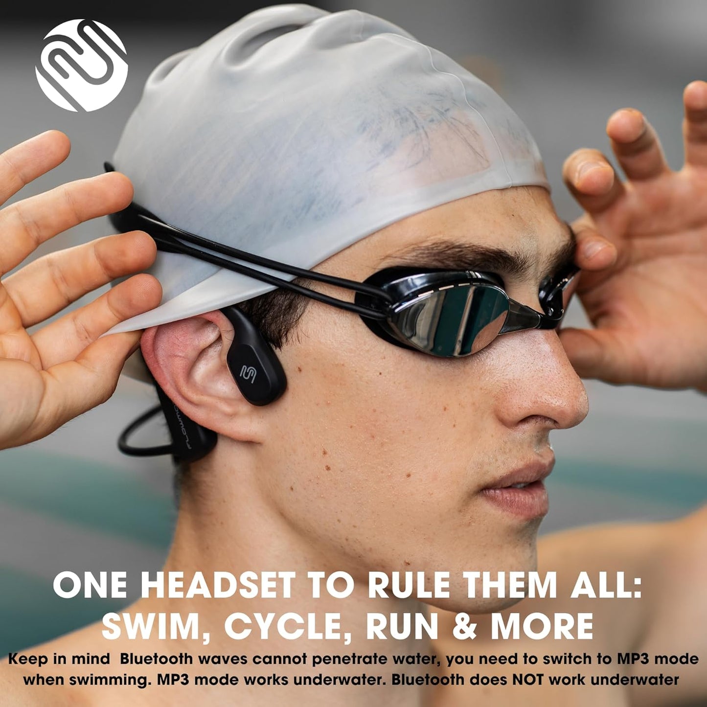M1 Swimming 32GB MP3 IP68 Swimming, FlowMotion Open-Ear Headphones Bluetooth Bone Conduction Headphones, Player