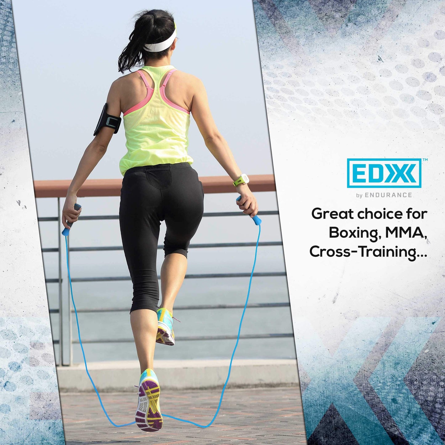 EDX Jump Rope for Fitness, Workout, Exersise - Tange-Free, Hand Grip | 10 ft, Blue