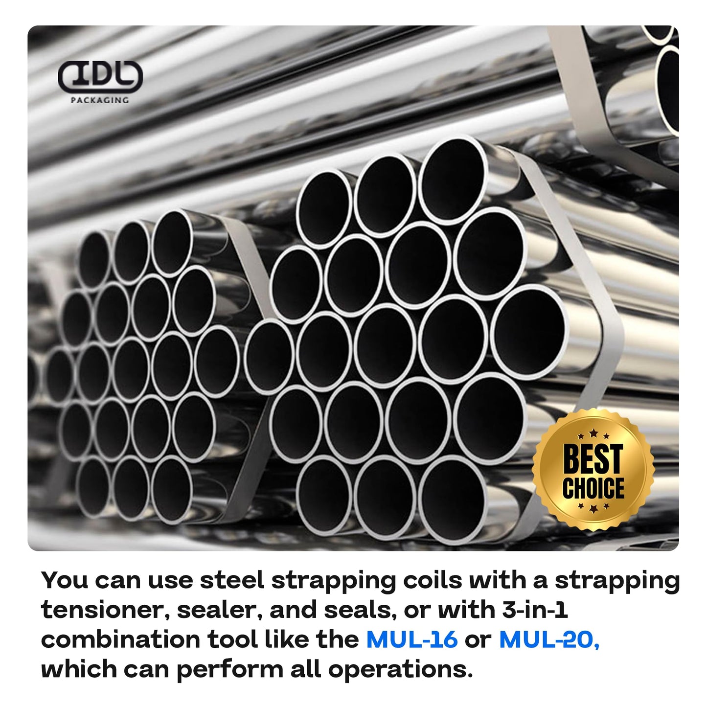 IDL Packaging 5/8" x .020" x 2230' Regular-Duty Steel Strapping Coil (1470 lbs Break Strength) - Painted and Waxed - Superior Cut-Resistance - Metal Straps for Pallet Banding, Extra-Heavyweight Loads