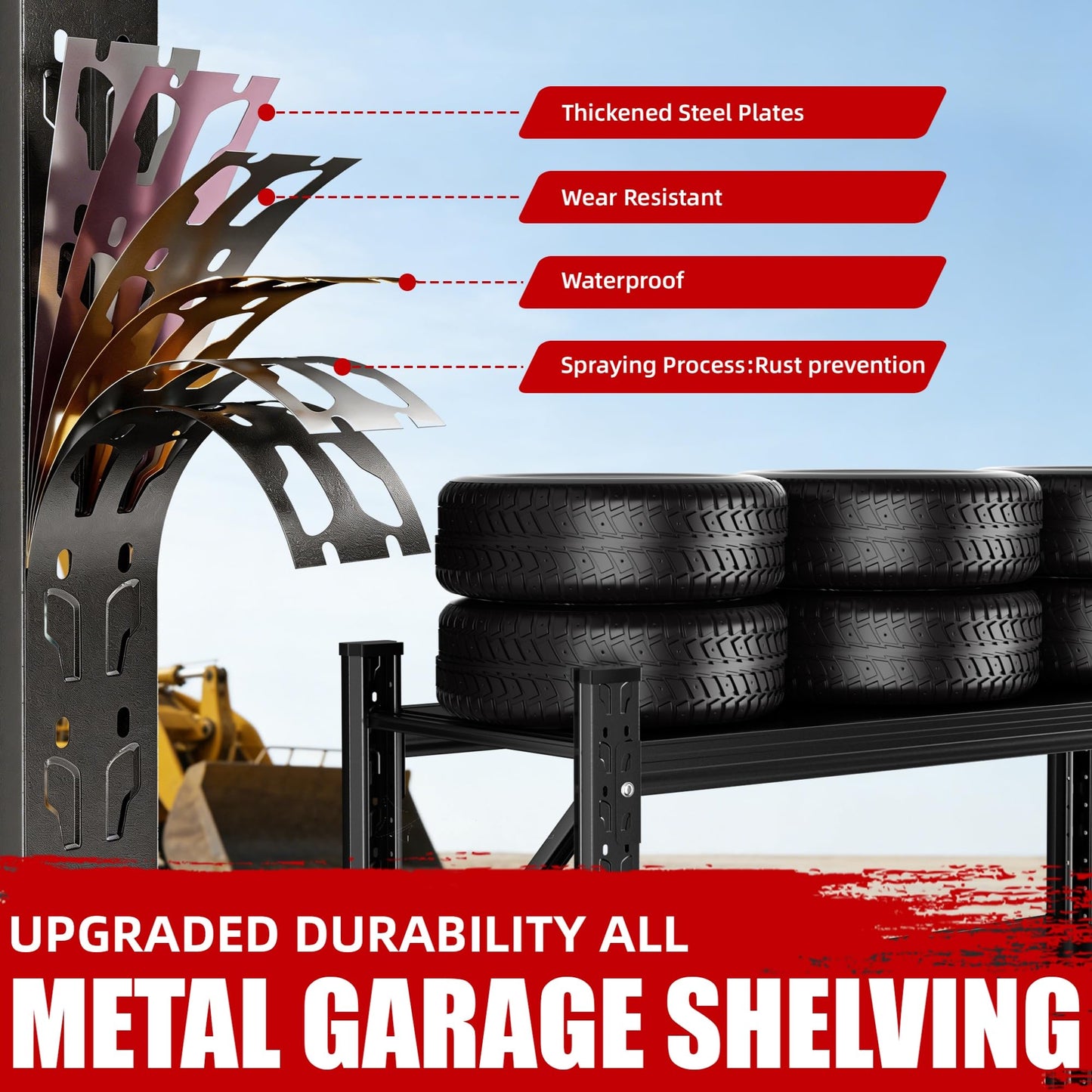 Lionhon Heavy Duty Garage Shelving, 59" W x 23" D x 67" H, 5000 LBS Capacity, 4-Tier Adjustable Metal Storage Shelves, Reinforced Steel Storage Rack for Garage, Warehouse, Basement