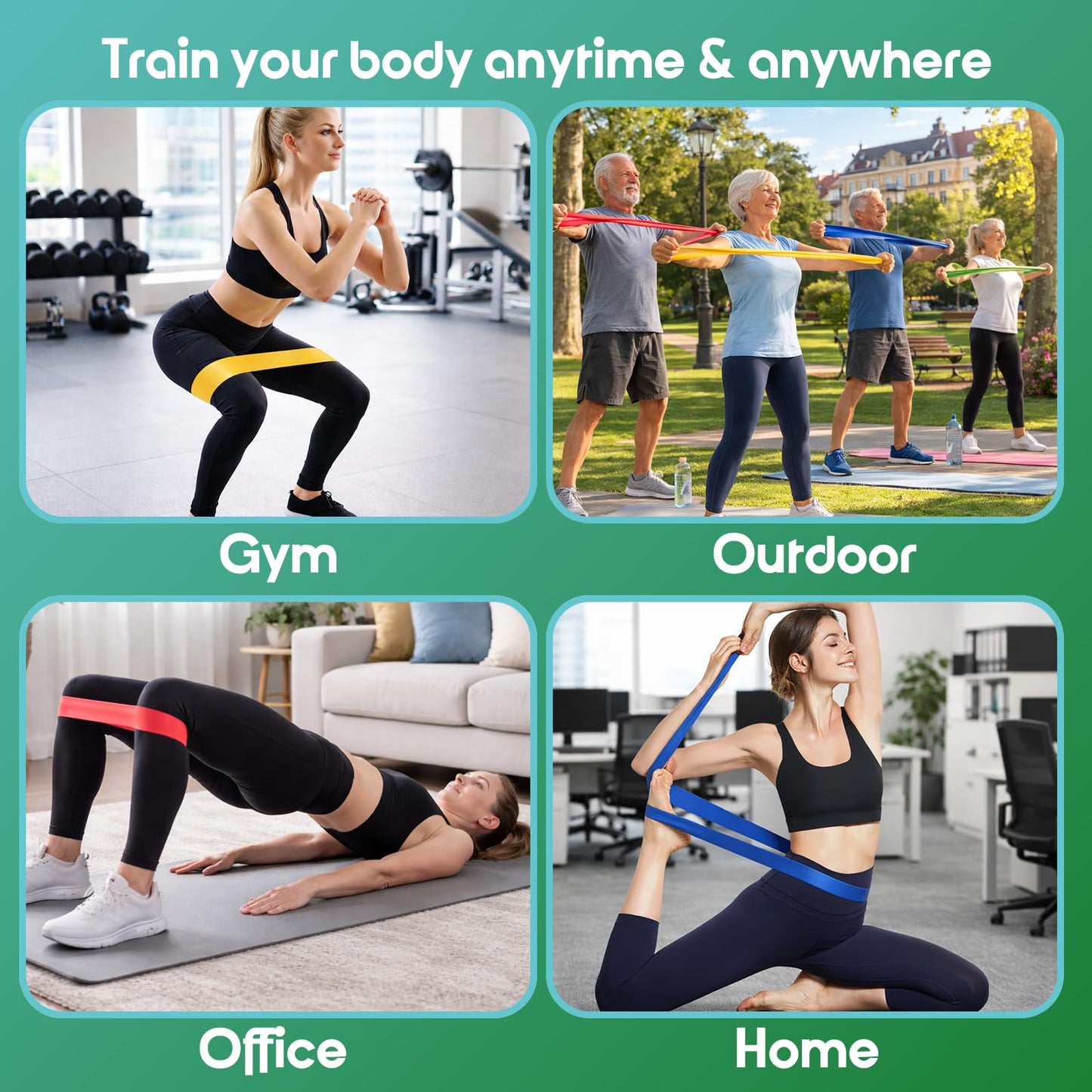 Resistance Bands for Working Out, 5 Pack Elastic Exercise Bands for Strength Training, Stretching, Workout, Home Gym Equipment for Women Men, Pilates Yoga Physical Therapy, Leg Glute Arm Exercise Kit