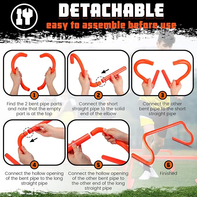 Wettarn 10 Pcs Speed Agility Training Hurdles Detachable Durable Hurdle Agility Plyometric and All Purpose Speed Training Equipment for Athletes Soccer Basketball