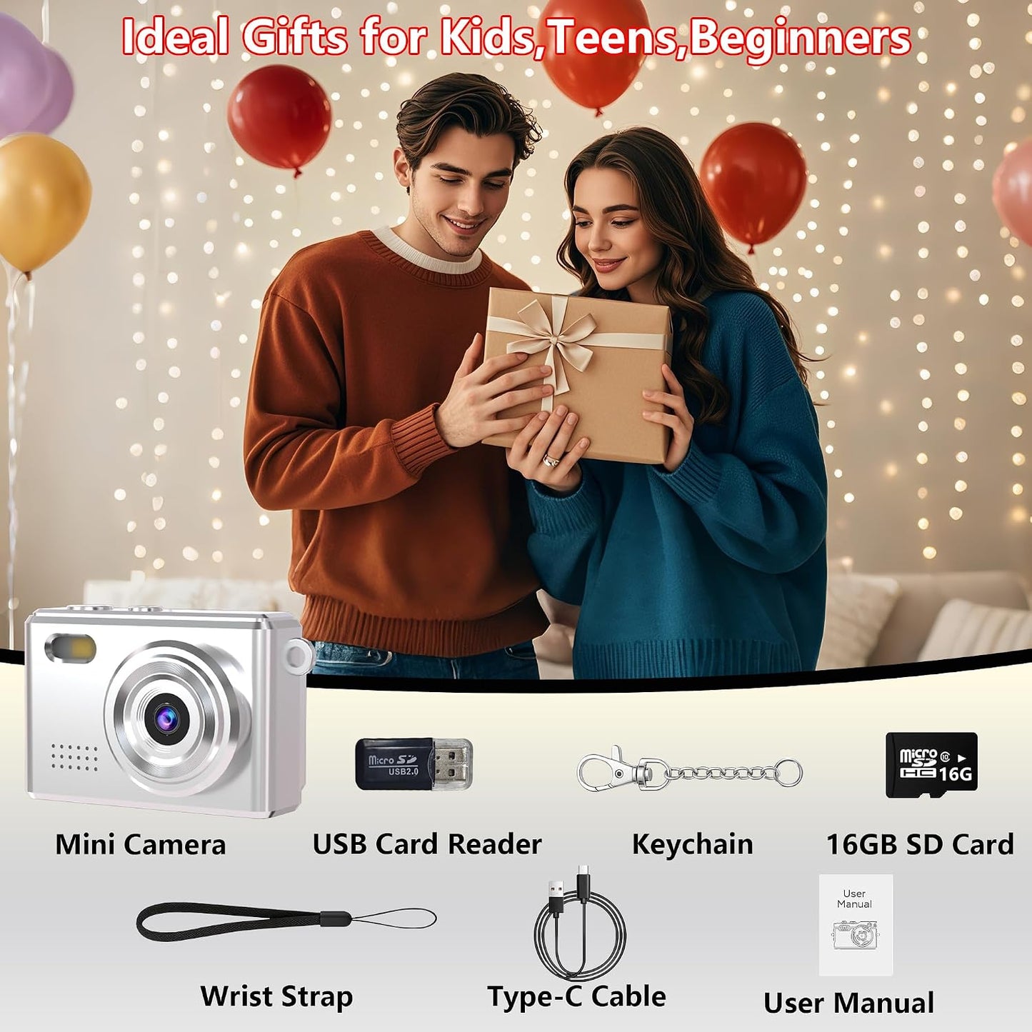 Lenane Camera-1080P 0.96" 16GB Mini Keychain Mini Retro Digital Camera with Screen Card,Portable Video Recorder