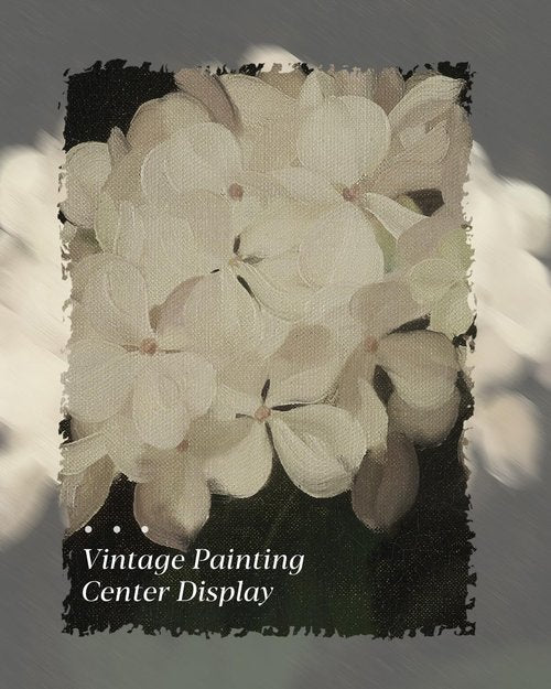 HUARCEY Vintage Wall Art - Gold Framed Flower Canvas Print for Living Room | 24"x36" White Hydrangea