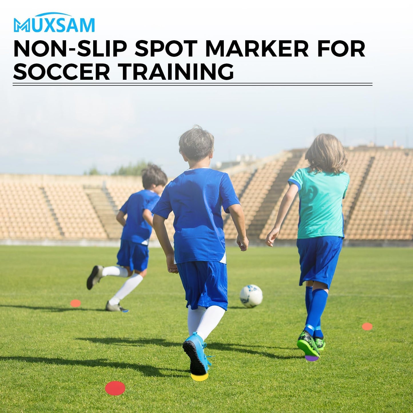 MUXSAM 14Pcs Spot Markers for Agility Dot Gym PE Training Dance, 10cm/4in Flat Disc Markers, Soccer Cones, Field Court Markers, Football Training Equipment with Bag for Games Floor Dots Sport