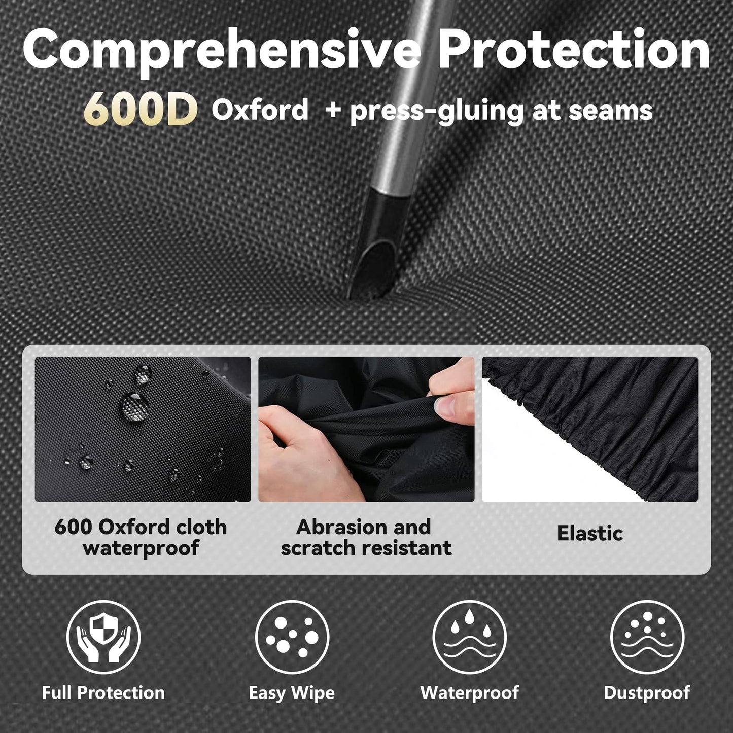 5x3Ft Outdoor Storage Shed Cover & Metal Garden Shed Cover - 640D Oxford Fabric, Weatherproof, Dustproof, Elastic Hem for Secure Fit, Includes 8 Reinforced Silicone Corner Guards (Cover Only)