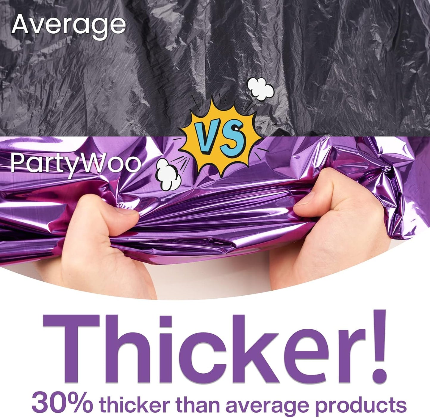 PartyWoo Purple Foil Tablecloth - 3 Pack 54 x 108 Inch Waterproof Metallic Cover for Events