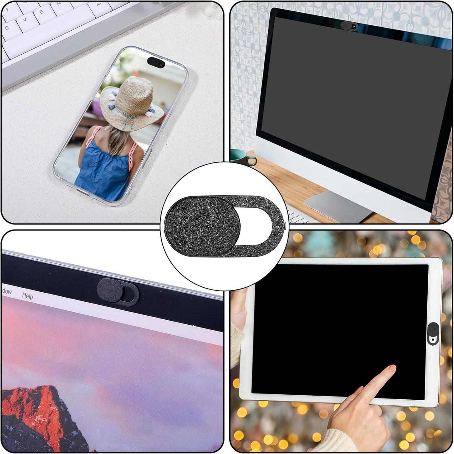 JIYIN 12Pack Slider(12PCS) Webcam Cover, Ultra Thin Laptop/Cell Phone/Tablet Camera Privacy Cover Slide Great